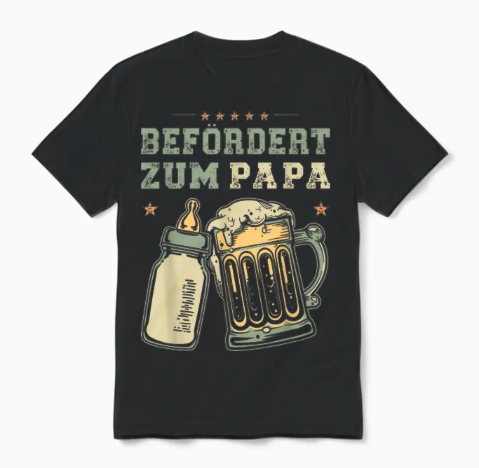 Befördert Zum Papa Baby Verkündung Für Werdende Väter Unisex T-Shirt in Black