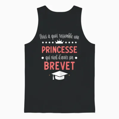 Brevet Collège Princesse Réussite Diplôme Fille Unisex Tank Top - Black
