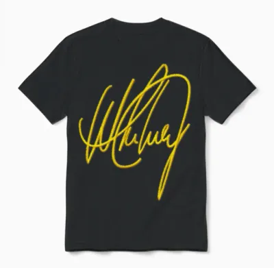 Whitney Houston Signature Logo Embroidery Unisex T-Shirt - Black