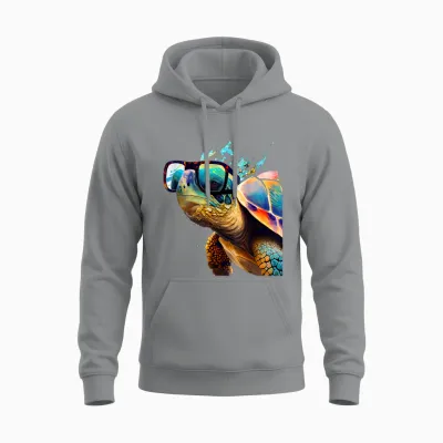 Schildkröte Mit Sonnenbrille Unisex Hoodie - Sport Grey