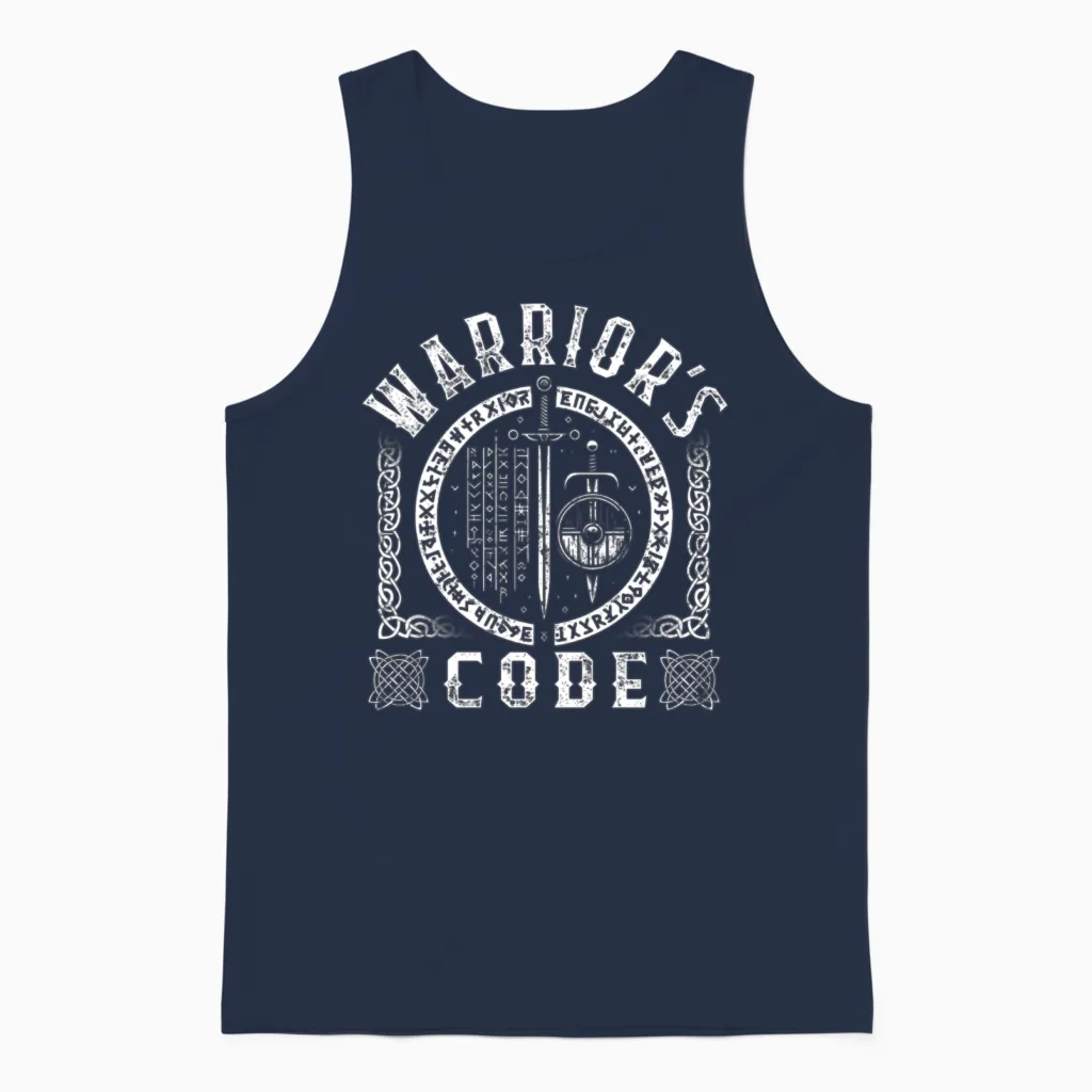 Viking Shirt, Warrior's Code Tee, Gift For Unisex Tank Top in Navy