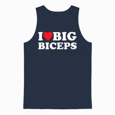 I Love Big Biceps Gym and Sports Unisex Tank Top - Navy