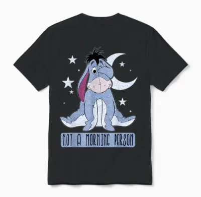 Disney Winnie the Pooh Eeyore Not a Morning Person Short Sleeve Unisex T-Shirt - Black