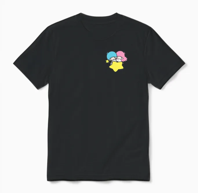 Little Twin Stars Dream Galaxy Pocket Unisex T-Shirt in Black