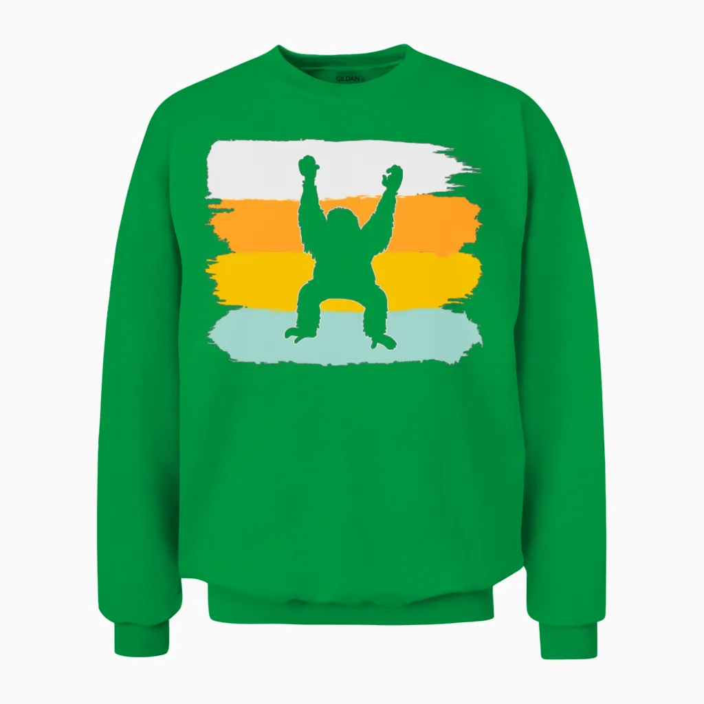 Orang Utan Retro Unisex Sweatshirt in Irish Green
