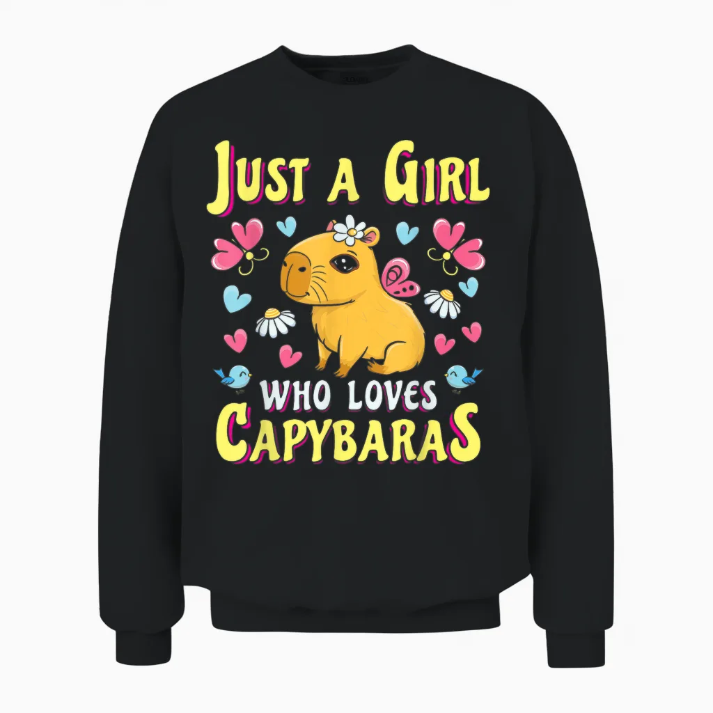 Capybaras Adorable Capybara Gift for Animal Lovers Capybara Girl Unisex Sweatshirt in Black