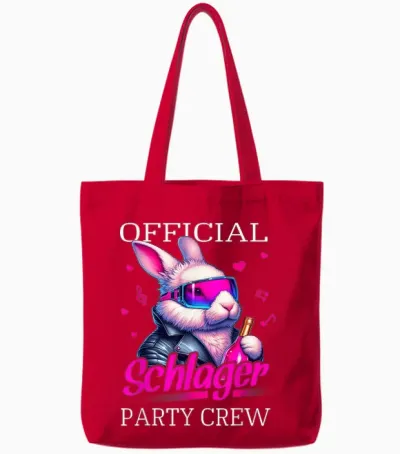 Schlager Party Crew Rabbit Damen Outfit Lustige Kostüm Tote Bags - Red