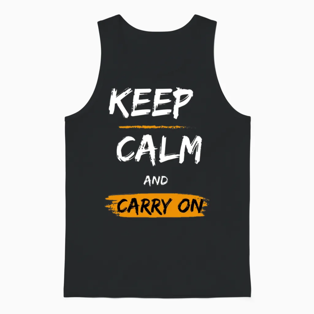 Keep Calm and Carry On Unisex Tank Top in Black