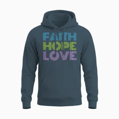 Faith Hope Love Retro Unisex Hoodie - Dark Heather