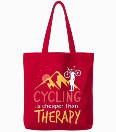 Cycling Is My Therapy Bike Lover Biking Tote Bags - Red