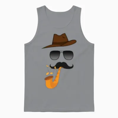 Cool Jazz Saxophone Player Face - Funny Music Desi Unisex Tank Top - Sport Grey