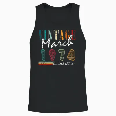 Gift Legend March 1974. Gift March 1974. March. Unisex Tank Top - Black