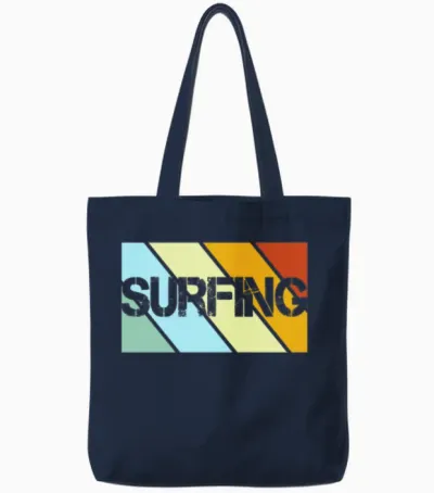 Surfing Retro Tote Bags - Navy