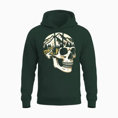 Hiking Hike Skull Unisex Hoodie - Forest