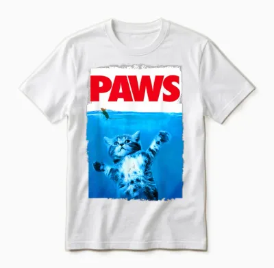 Xiongying Paws Cat and Mouse Top, Cute Funny Cat Lover Parody Unisex T-Shirt - White
