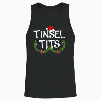 Funny Tinsel Tits Matching Jingle Balls Christmas Couples Unisex Tank Top - Black