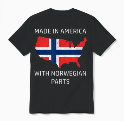 Made in America with Norwegian Parts - Norway and Usa Pride Unisex T-Shirt - Black