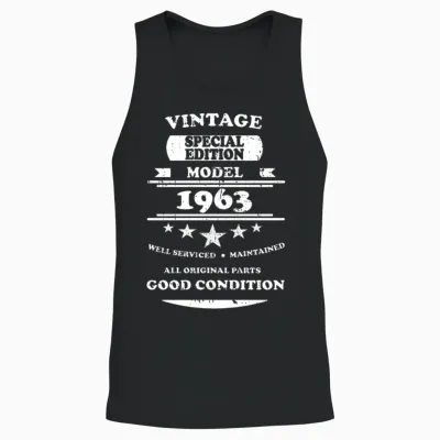Vintage Retro White 1963 Unisex Tank Top - Black