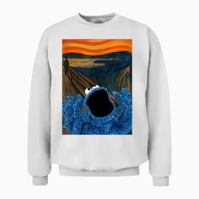 Sesame Street Cookie Monster the Scream Art Unisex Sweatshirt - White