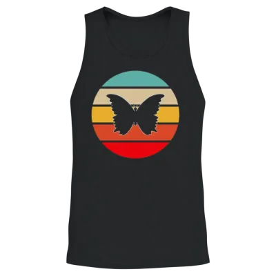 Butterfly Retro Unisex Tank Top - Black
