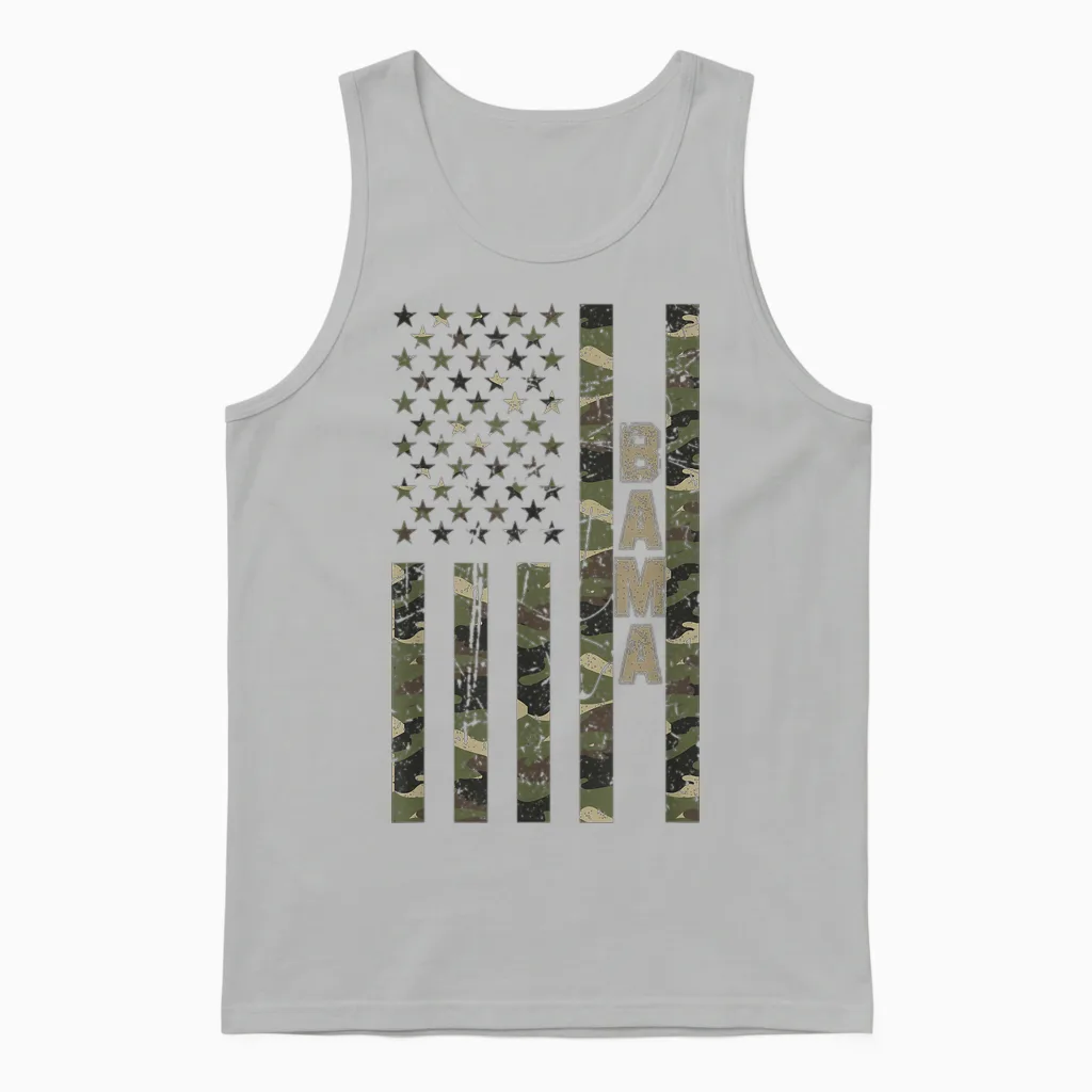 Bama Alabama United States Distressed Camo W Us Unisex Tank Top in Ash