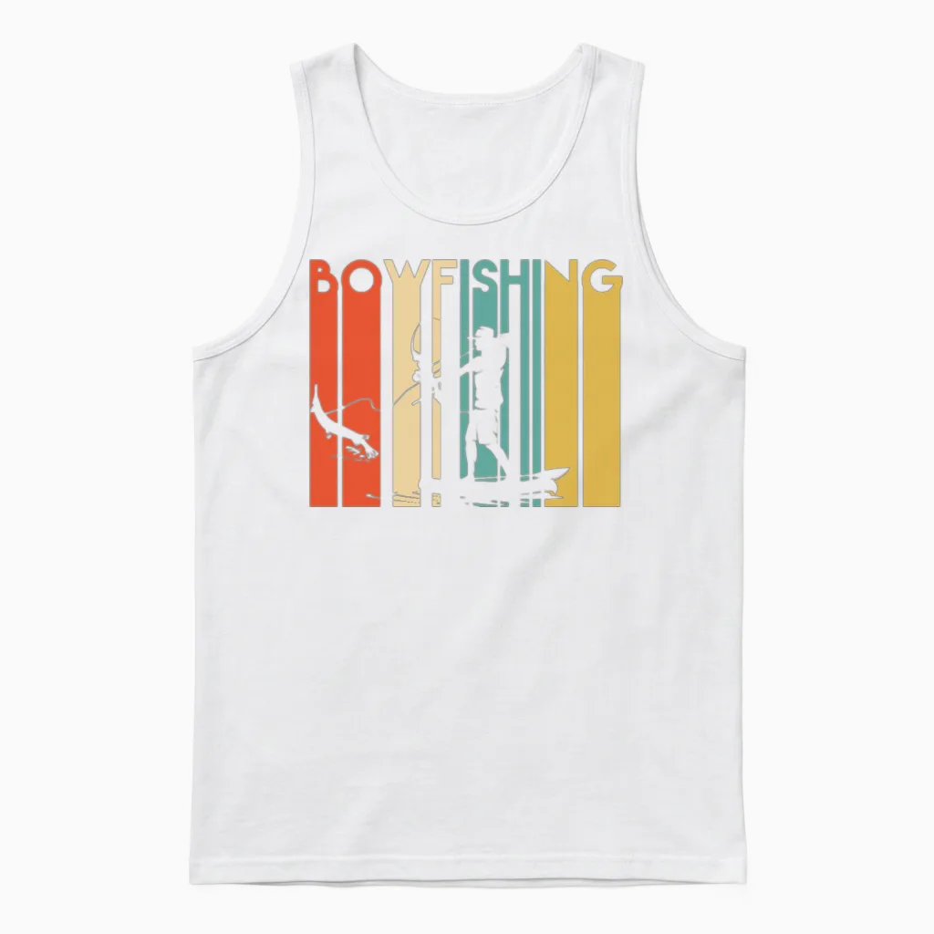 Retro Bowfishing Unisex Tank Top in White
