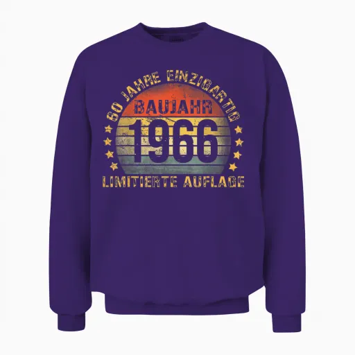 1966 Birthday Man 60th Decoration Funny 60s 60th Birthday Unisex Sweatshirt - Purple