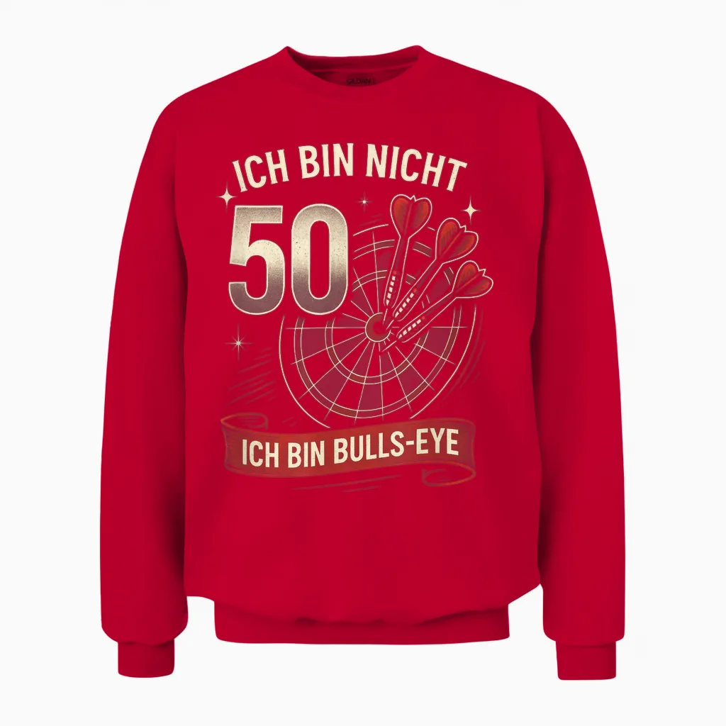 Ich Bin Nicht 50, Ich Bin Bulls-Eye - Dart Unisex Sweatshirt in Red