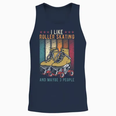 Rollerskating Retro Unisex Tank Top - Navy