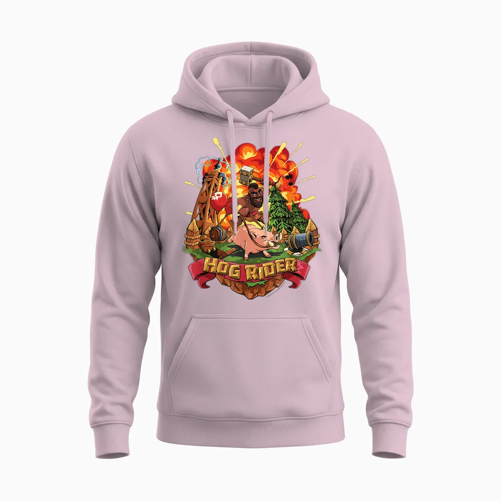 Clash of Clans Hog Rider Epic Explosion Logo Unisex Hoodie in Light Pink