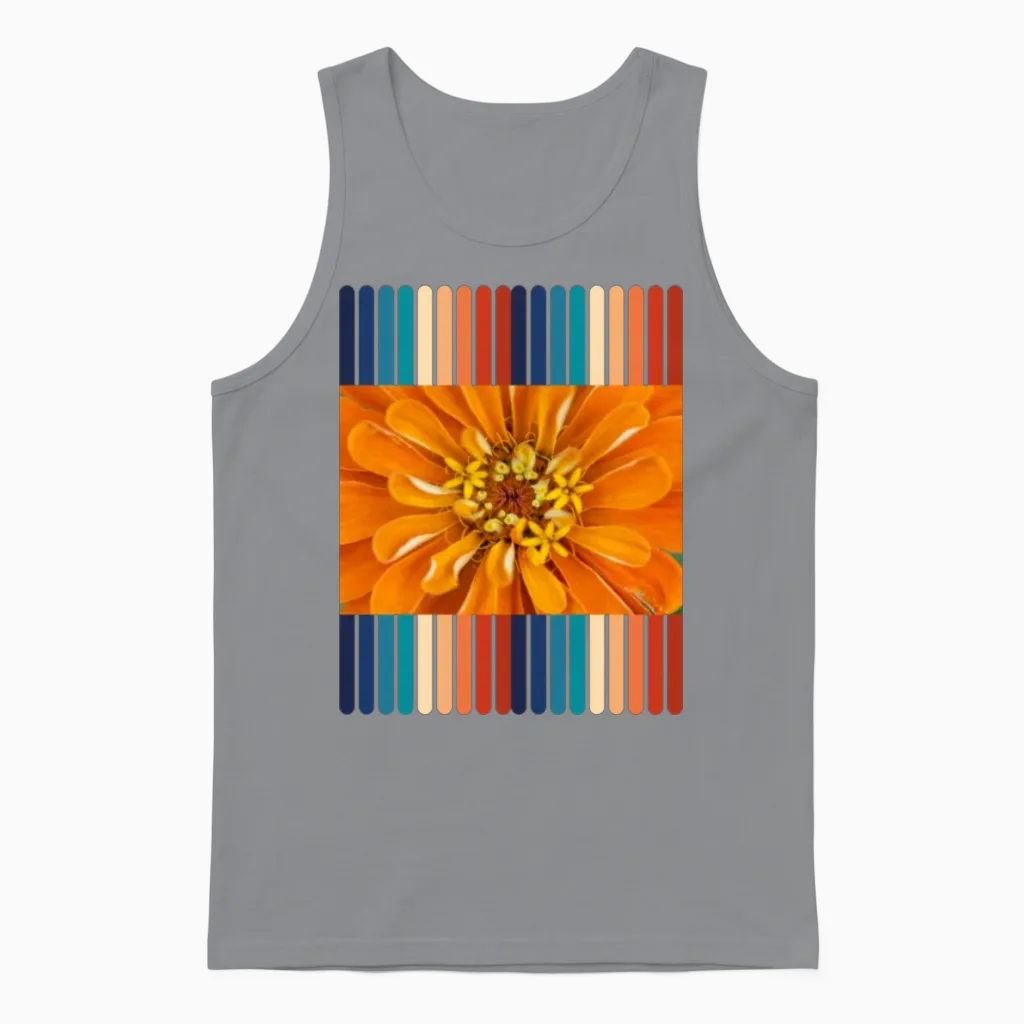 Retro Colors Flower Design Unisex Tank Top in Sport Grey