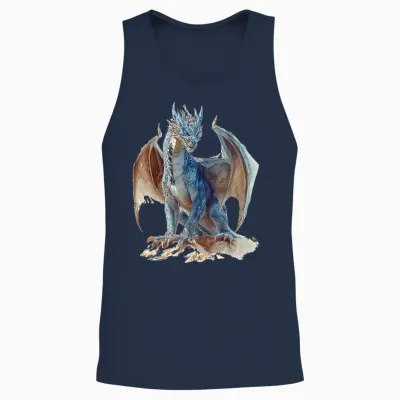 Drake Dragon Mythical Illustration Drake Dragon T-Shirt, White, S Unisex Tank Top - Navy