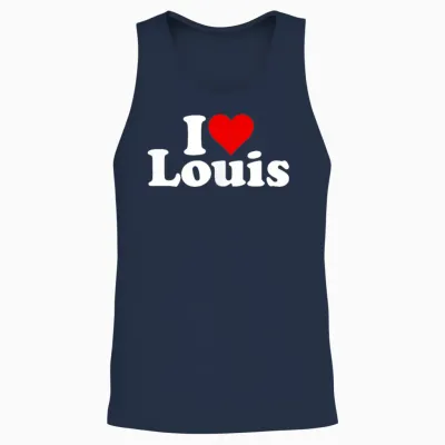 I Love Heart Louis Name on a T-Shirt T-Shirt, Black Unisex Tank Top - Navy