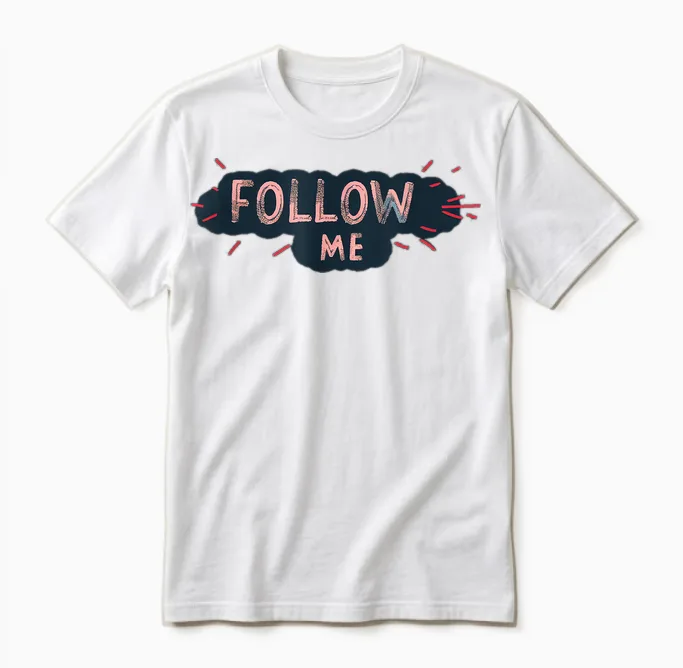 Joli Emblème Follow Me Pour Adultes Et Enfants Unisex T-Shirt in White