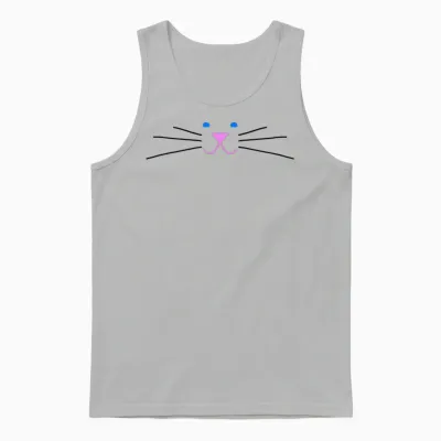Kitty Face Unisex Tank Top - Ash