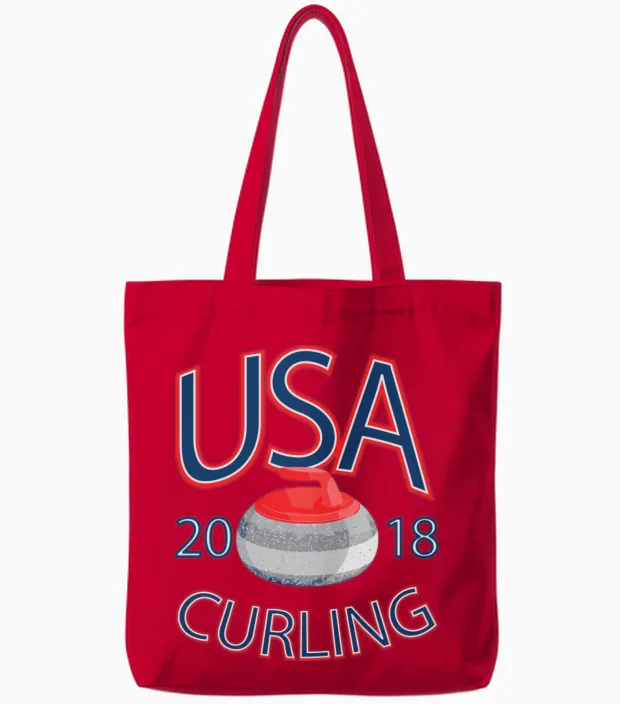 Usa Curling Winter Sports - Patriotic & 4th of July Tote Bags in Red