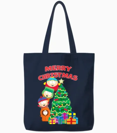 South Park Merry Christmas from Cartman, Kyle, Stan, Kenny Tote Bags - Navy