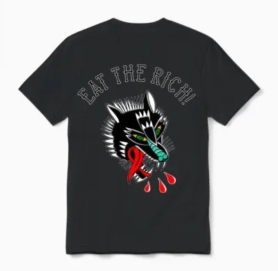 Eat the Rich Wolf Tattoo Unisex T-Shirt - Black