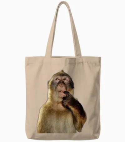 Thinking Monkey Funny Meme Cute Tote Bags - Natural