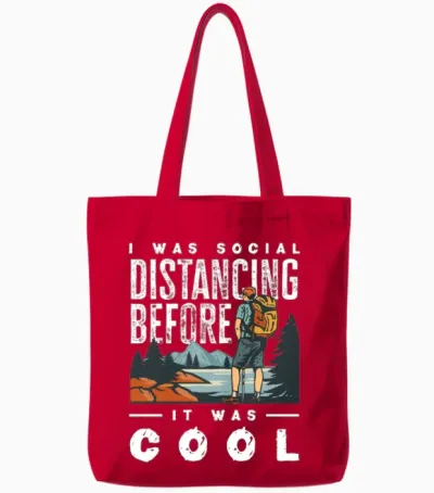 Funny Hiking Hiker Gift Tote Bags - Red