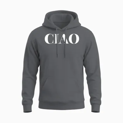Cute Ciao Text Unisex Hoodie - Charcoal
