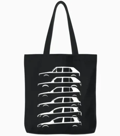 Volkswagen Vw Gti Evolution and Gti Lettering Tote Bags - Black