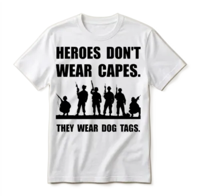 Heroes Wear Dog Tags Unisex T-Shirt - White