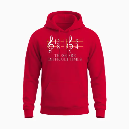 Music These Are Difficult Times Unisex Hoodie in Red