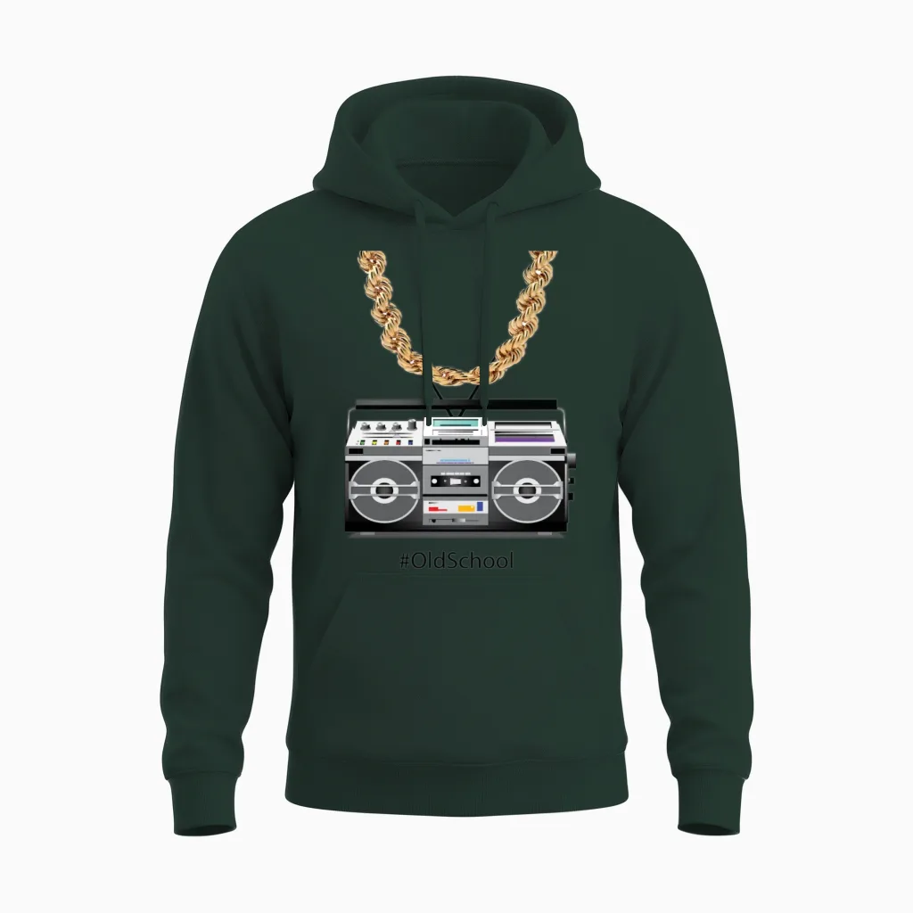 Old School Box and Chain Unisex Hoodie in Forest