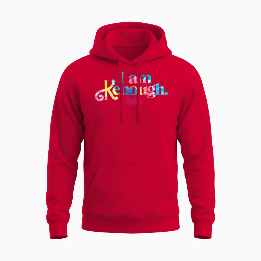 Barbie the Movie - I'm Kenough Tie Dye Logo T-Shirt, Black Unisex Hoodie in Red