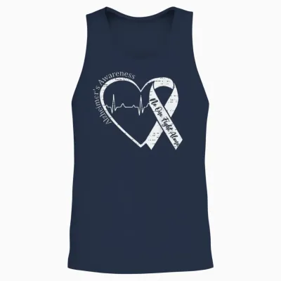 Alzheimer's Awareness Heart Ribbon Purple Dementia Mom Dad Unisex Tank Top - Navy