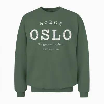 Oslo Tigerstad Vintage Emblem Unisex Sweatshirt - Military Green