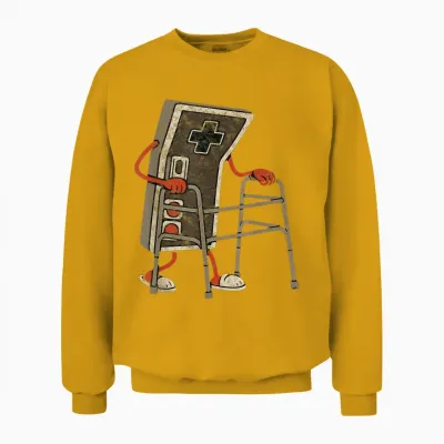Retro Video Game Controller with Walker Funny Gamer Gaming Unisex Sweatshirt - Gold