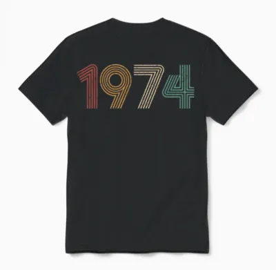 Vintage 1974, Birthday Tshirts Unisex T-Shirt - Black